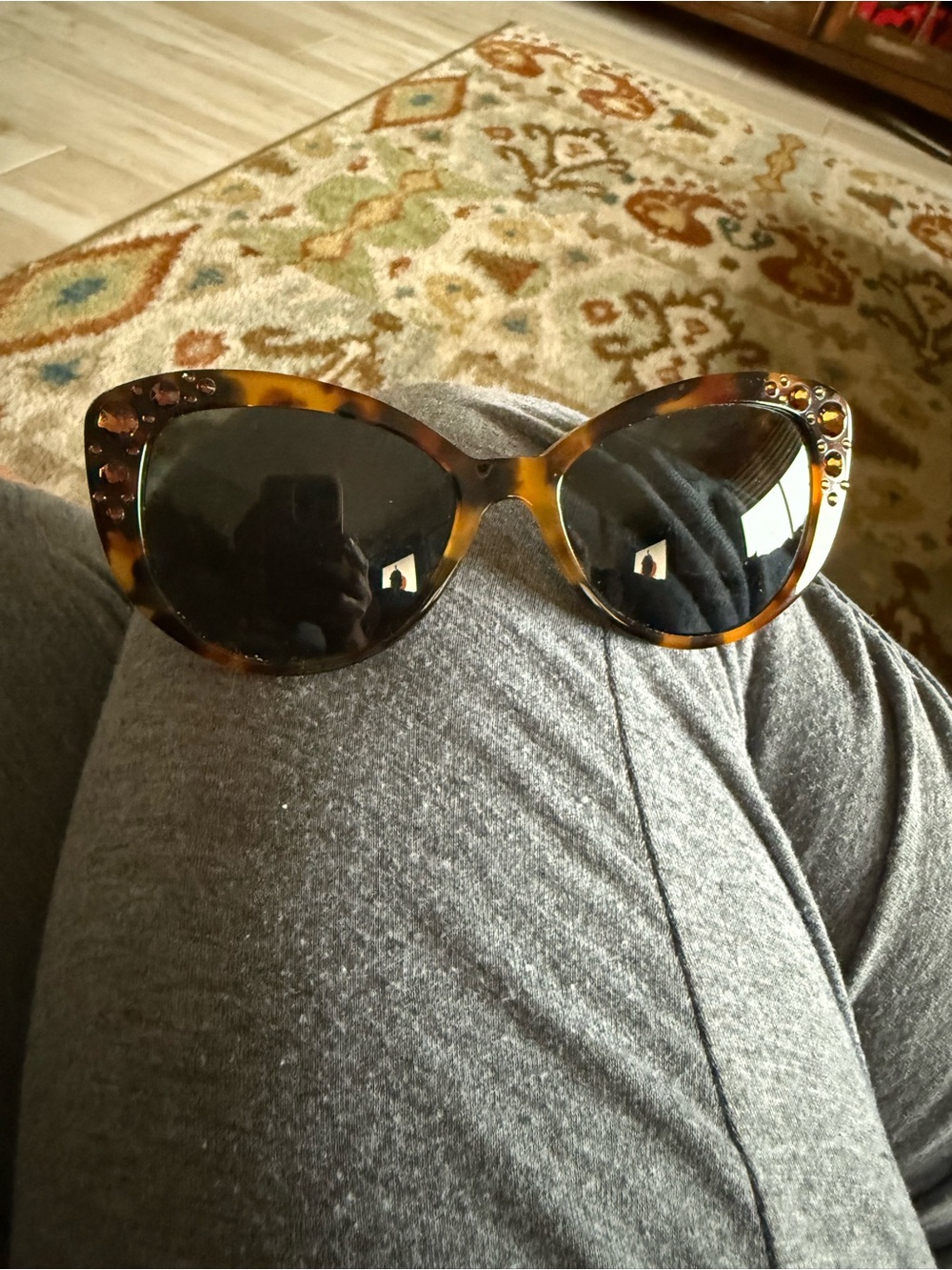 Versace Tortoiseshell Cat-Eye Sunglasses with Rhinestone Detail - Brown